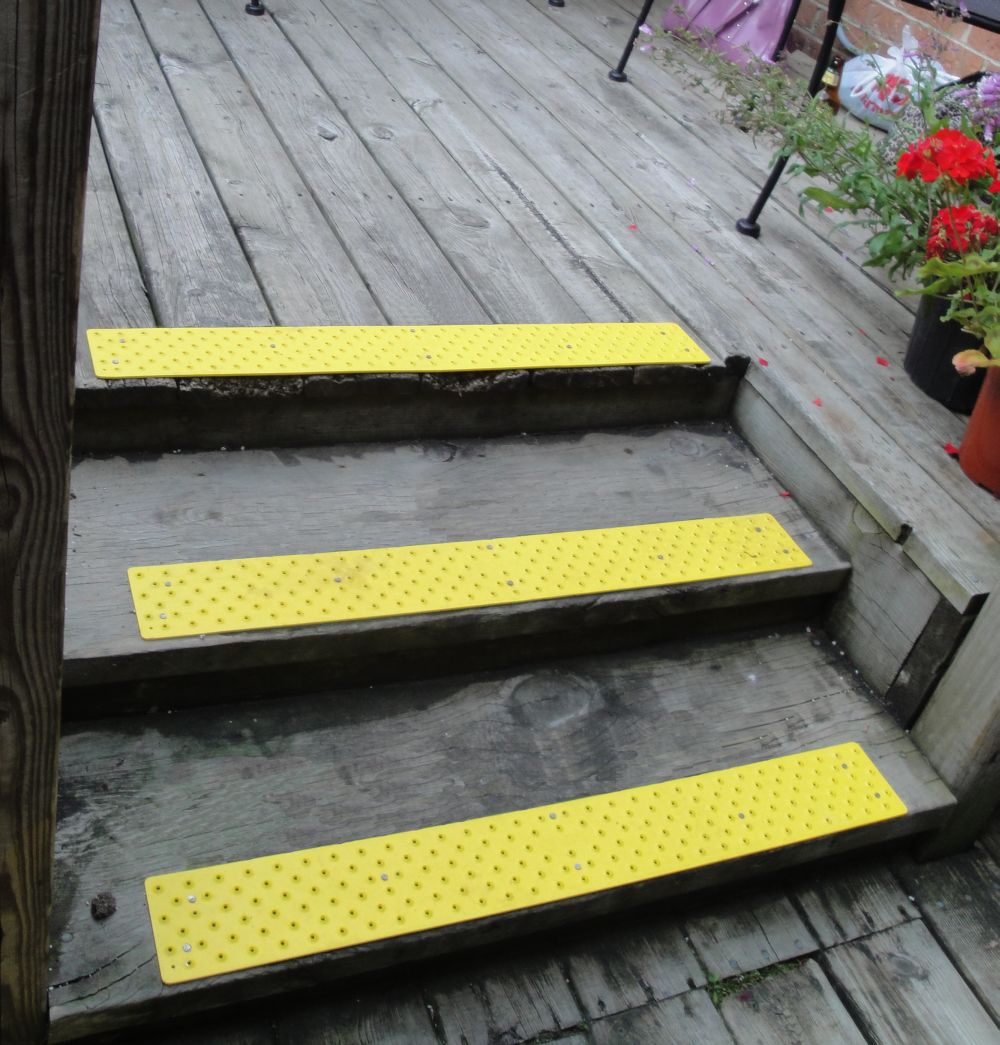 Stop the Slip with Handi-Treads Anti-Slip Aluminum Treads on your wood porch steps